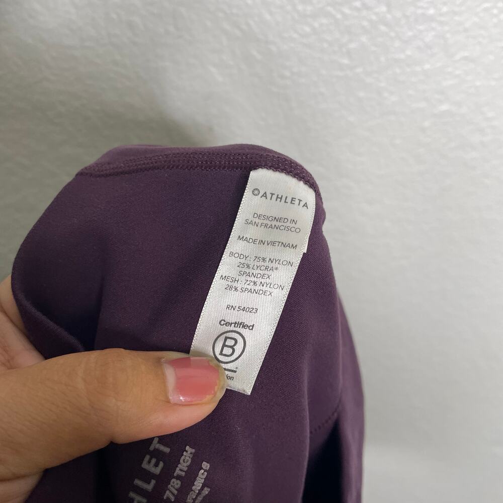 Athleta Womens Leggings Size M Purple Mesh Me Up 7/8 Hi Rise Pull On Athleisure - Picture 4 of 14